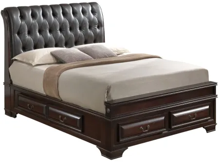 Sarasota Upholstered 4-pc. Storage Bedroom Set in Cappuccino by Glory Furniture