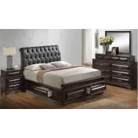 Sarasota Upholstered 4-pc. Storage Bedroom Set in Cappuccino by Glory Furniture