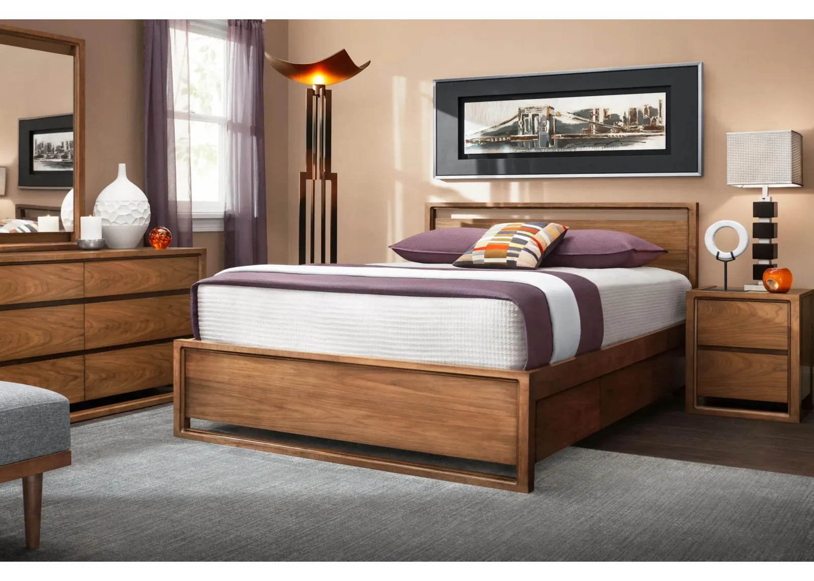 Aversa 4-pc. Bedroom Set w/ 1-side Storage Bed and 2-Drawer Nightstand