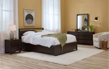 Aversa 4-pc. Bedroom Set w/ 1-side Storage Bed and 2-Drawer Nightstand in Brown by Bellanest