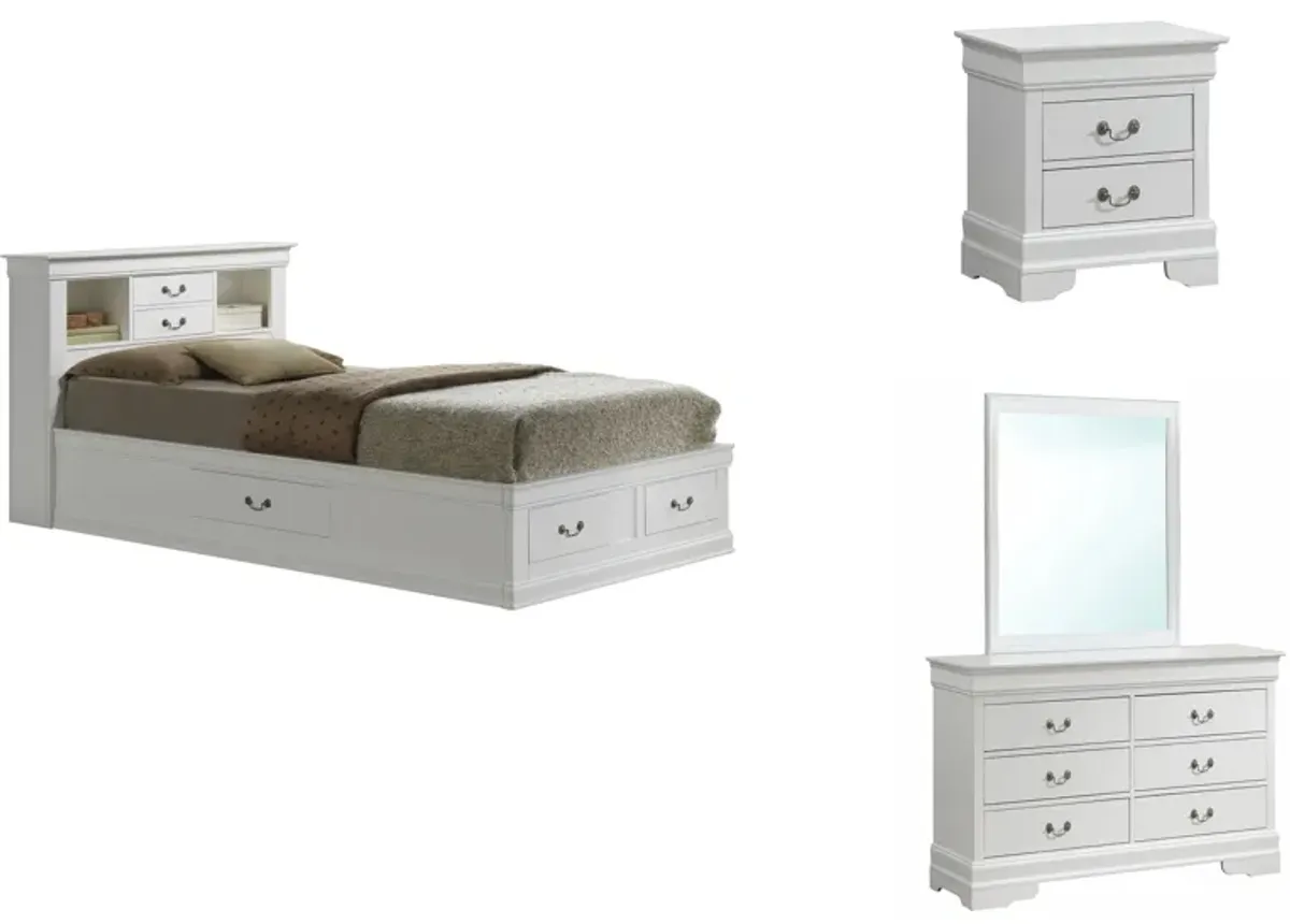 Rossie 4-pc. Storage Bedroom Set in White by Glory Furniture