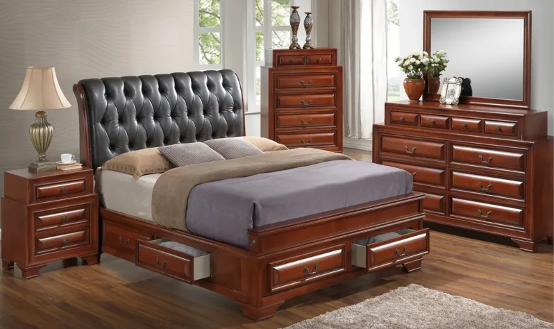 Sarasota Upholstered Storage Bed in Light Cherry by Glory Furniture