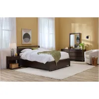 Aversa 4-pc. Bedroom Set w/ 1-side Storage Bed and 1-Drawer Nightstand in Brown by Bellanest