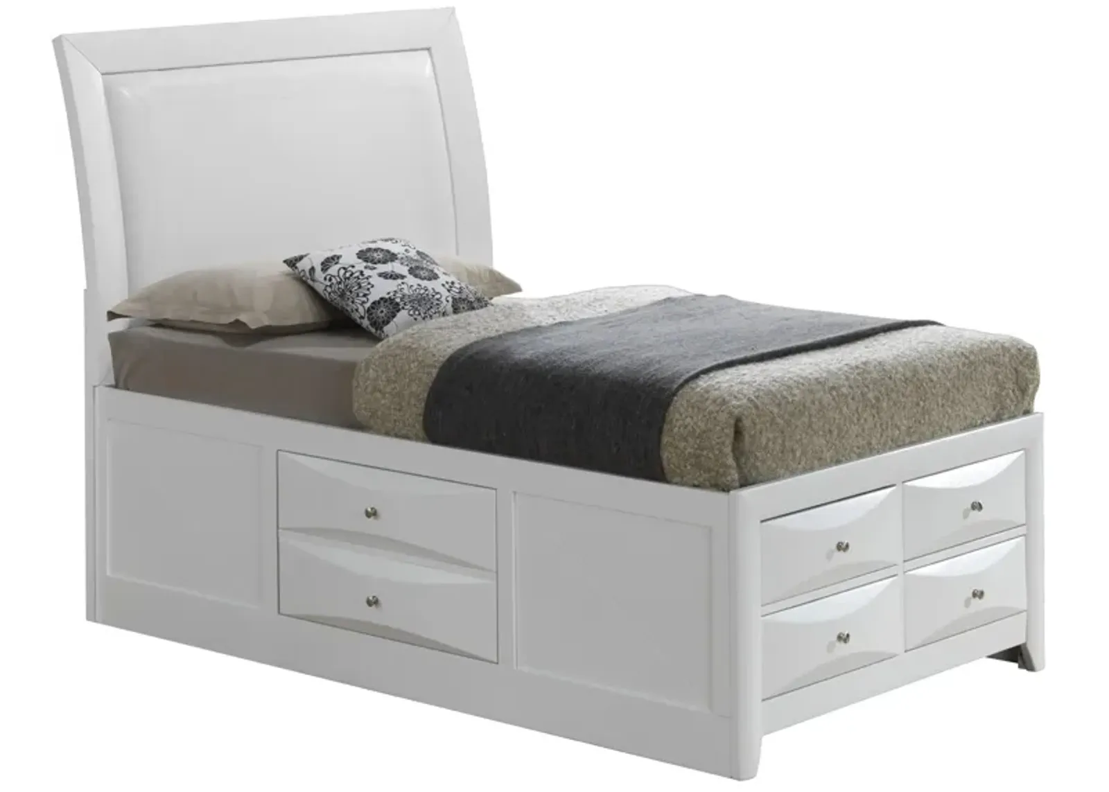 Marilla Upholstered Captain's Bed in White by Glory Furniture