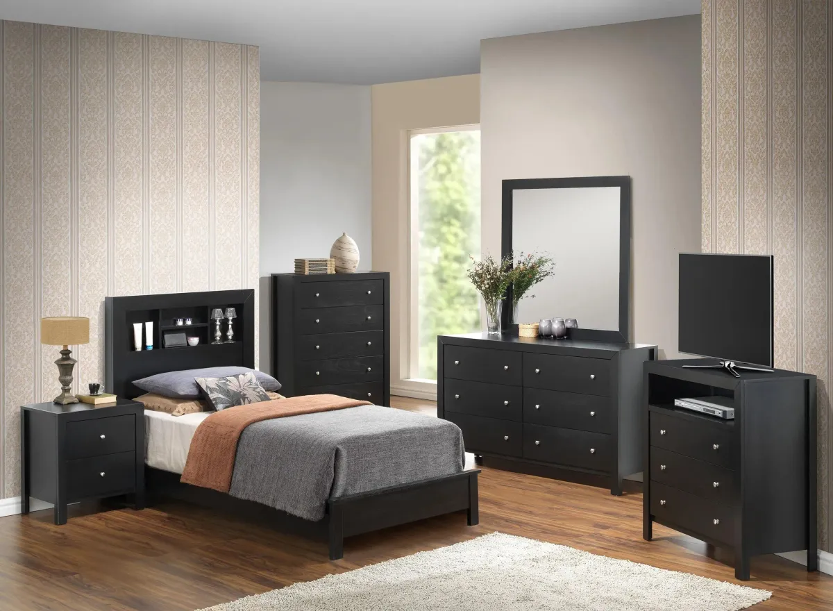 Burlington 4-pc. Bookcase Bedroom Set in Black by Glory Furniture