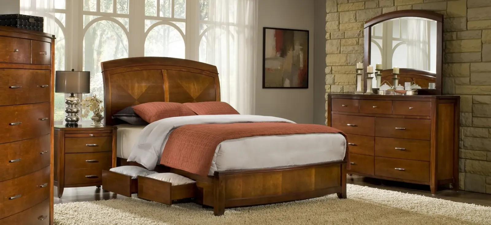 Sullivan 4-pc. Bedroom Set w/ Storage Bed in Cinnamon by Bellanest