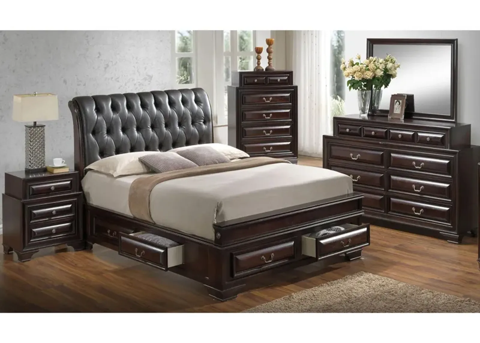 Sarasota Upholstered 4-pc. Storage Bedroom Set