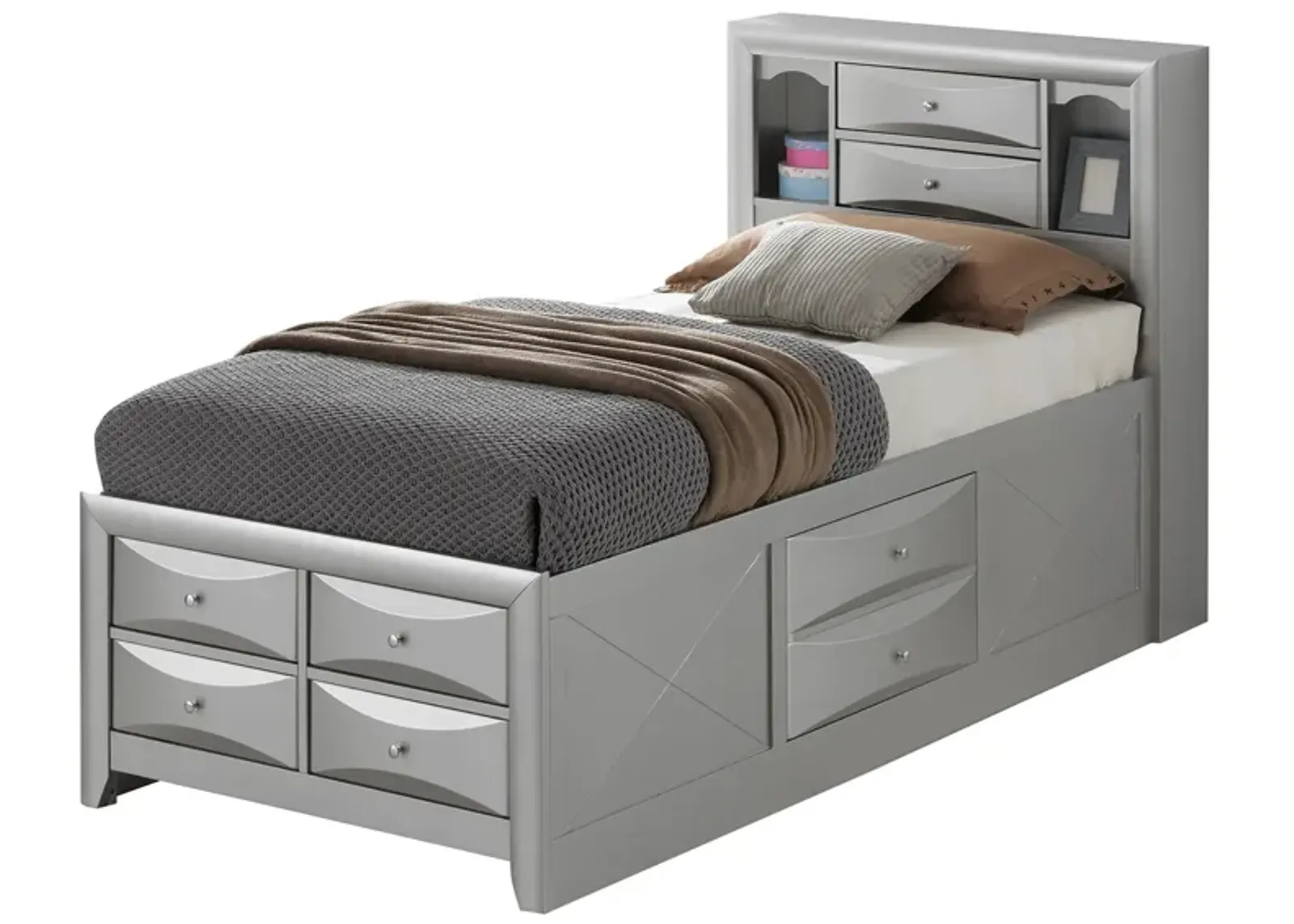 Marilla Captain's Bed in Silver by Glory Furniture