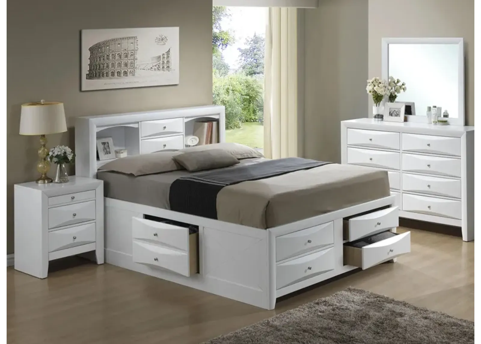 Marilla 4-piece Captain's Bedroom Set in White by Glory Furniture