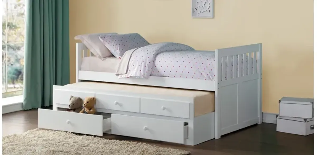 Belisar Trundle Bed With Storage in White by Homelegance