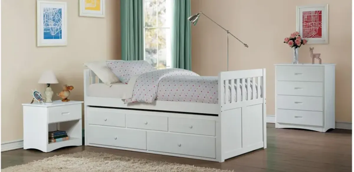 Belisar Trundle Bed With Storage in White by Homelegance