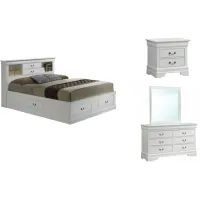 Rossie 4-pc. Storage Bedroom Set in White by Glory Furniture