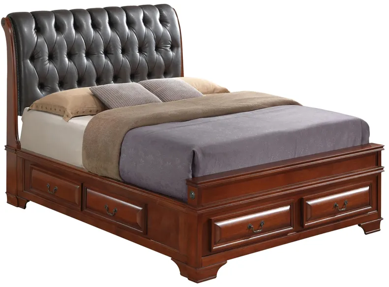 Sarasota Upholstered Storage Bed in Light Cherry by Glory Furniture