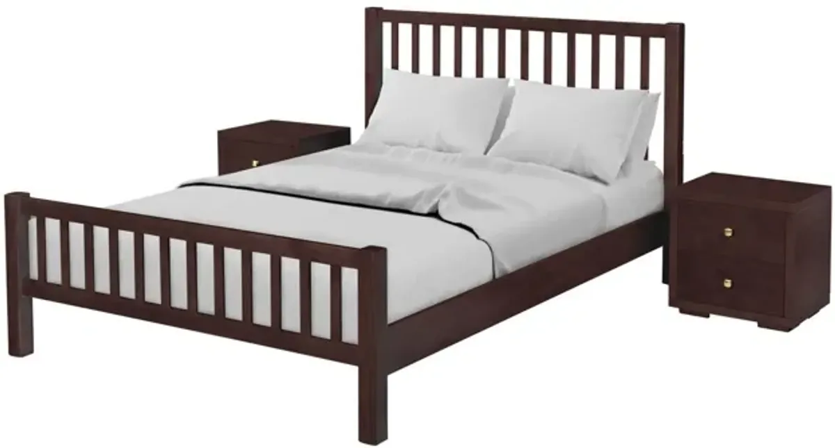 Hampton Platform Bed with 2 Nightstands in Espresso by CAMDEN ISLE