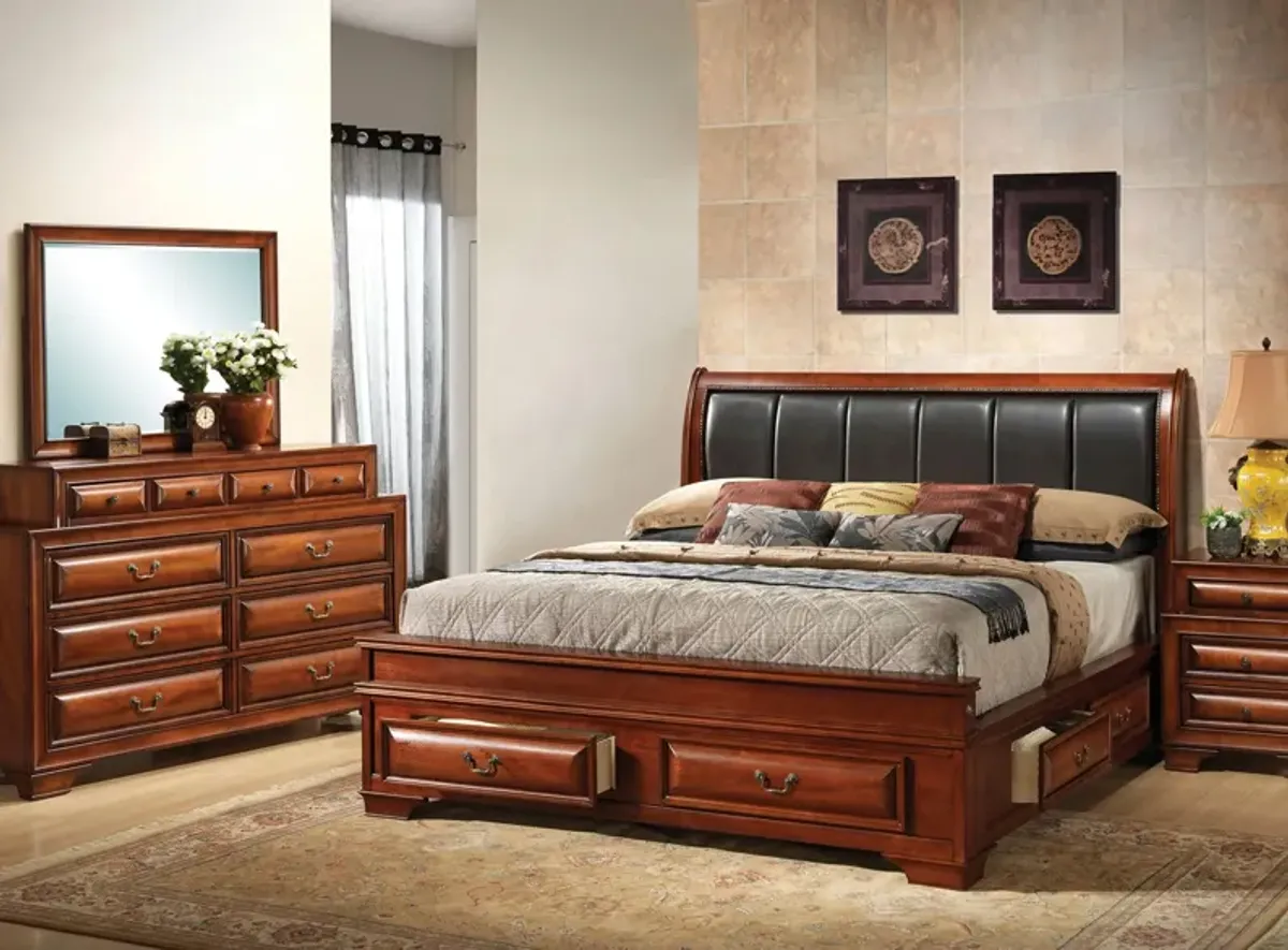 Sarasota Upholstered 4-pc. Storage Bedroom Set in Brown/Black by Glory Furniture