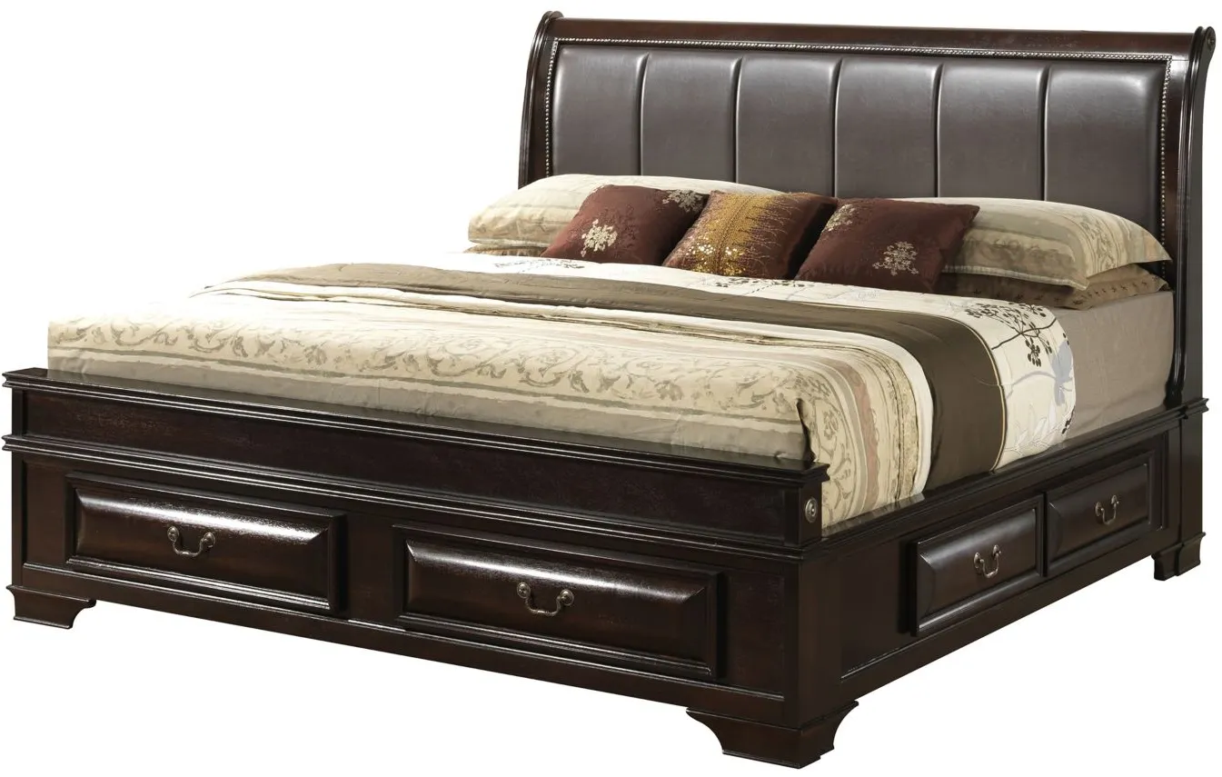 Sarasota Upholstered 4-pc. Storage Bedroom Set in Cappuccino by Glory Furniture