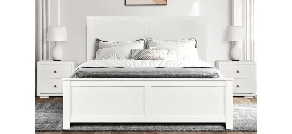 Winston Platform Bed in White by CAMDEN ISLE