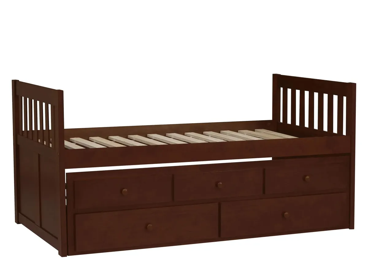 Shannon Captains Storage Trundle Bed in Dark Cherry by Homelegance