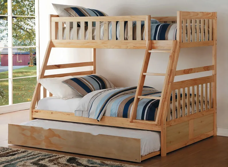 Carissa Bunk Bed With Trundle in Natural by Homelegance