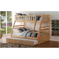 Carissa Twin Over Full Bunk Bed with Trundle in Natural by Homelegance