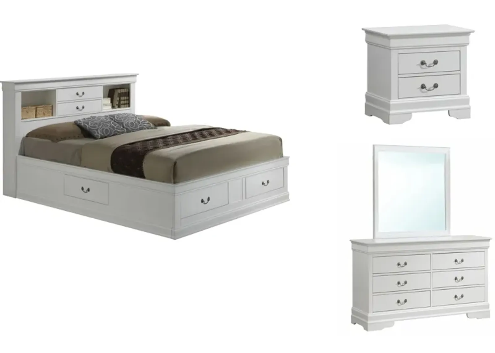 Rossie 4-pc. Storage Bedroom Set in White by Glory Furniture