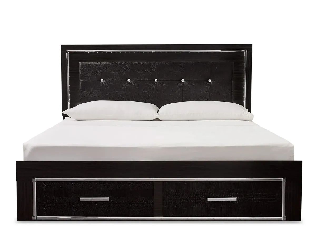 Kaydell King Upholstered Panel Bed with Storage in Black by Ashley Furniture