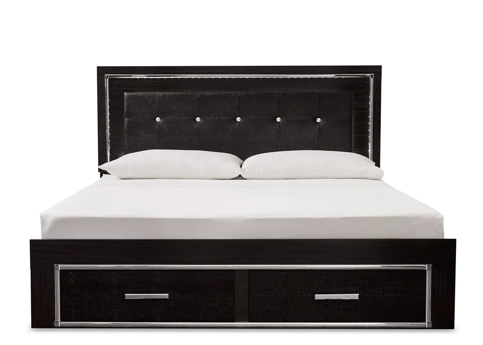 Kaydell King Upholstered Panel Bed with Storage in Black by Ashley Furniture