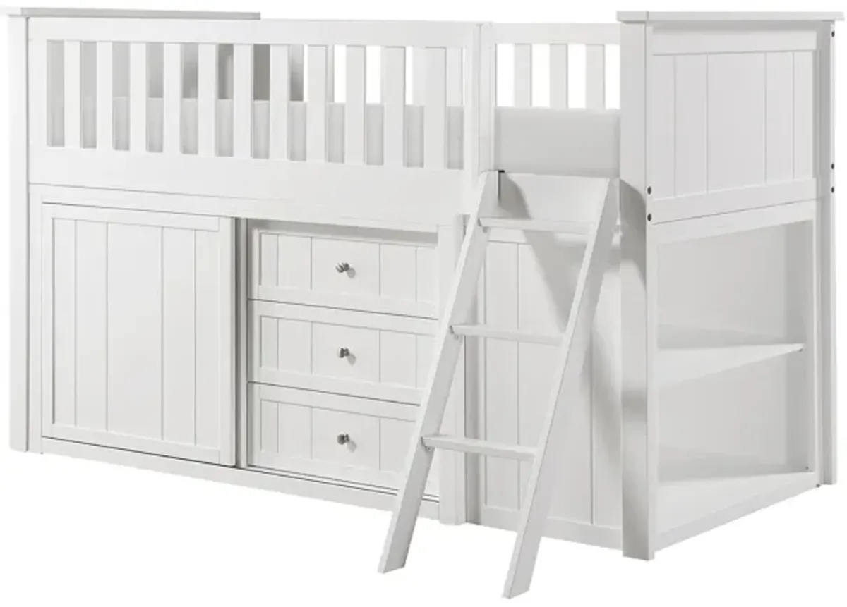 Belisar Low Loft Bunk with Bookcase and 2 Dressers