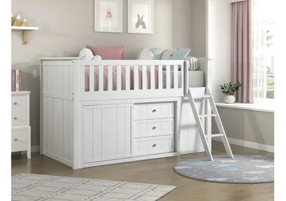 Belisar Low Loft Bunk with Bookcase and 2 Dressers