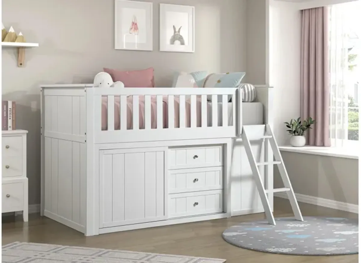 Belisar Low Loft Bunk with Bookcase and Dresser