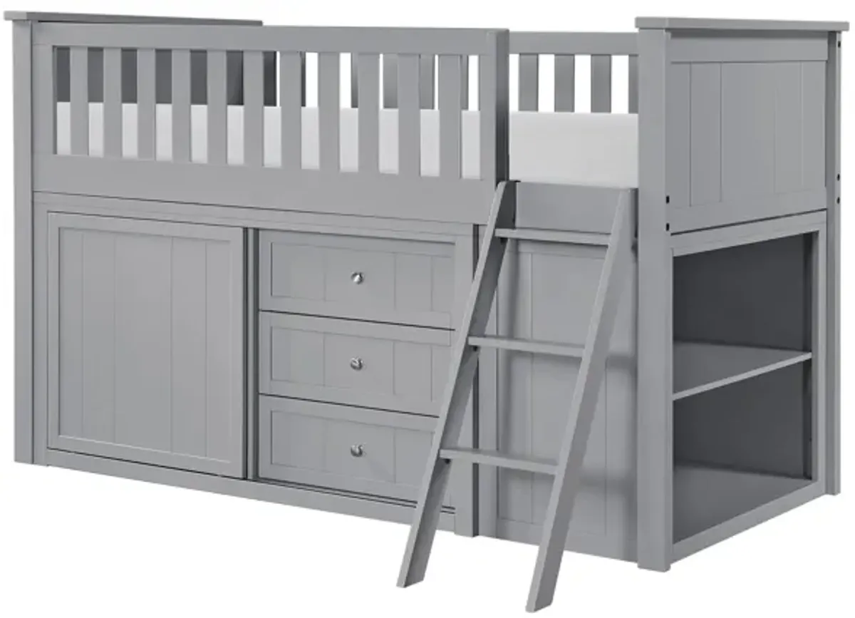 Belisar Low Loft Bunk with Bookcase and 2 Dressers