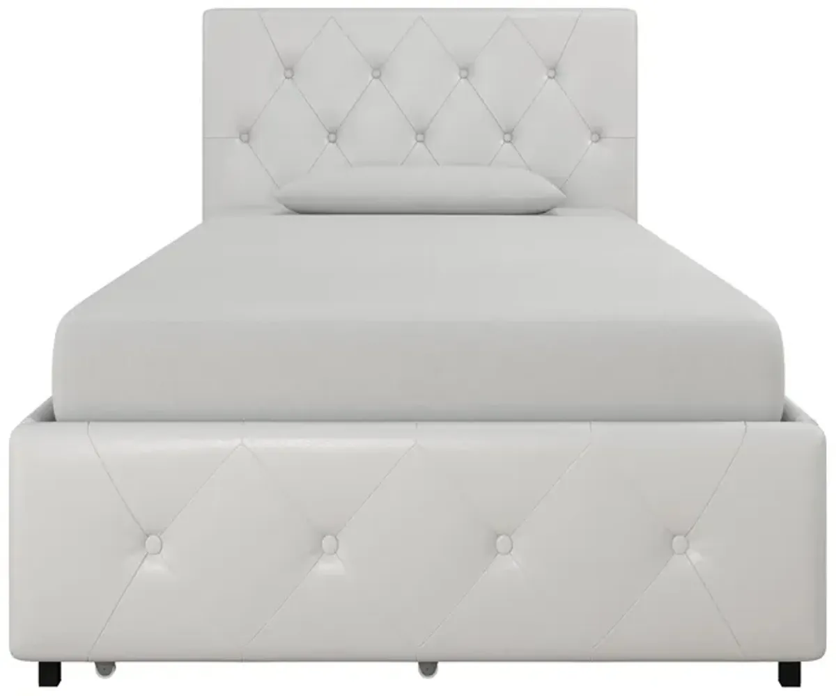 Dana Bed Twin in White Faux leather by DOREL HOME FURNISHINGS