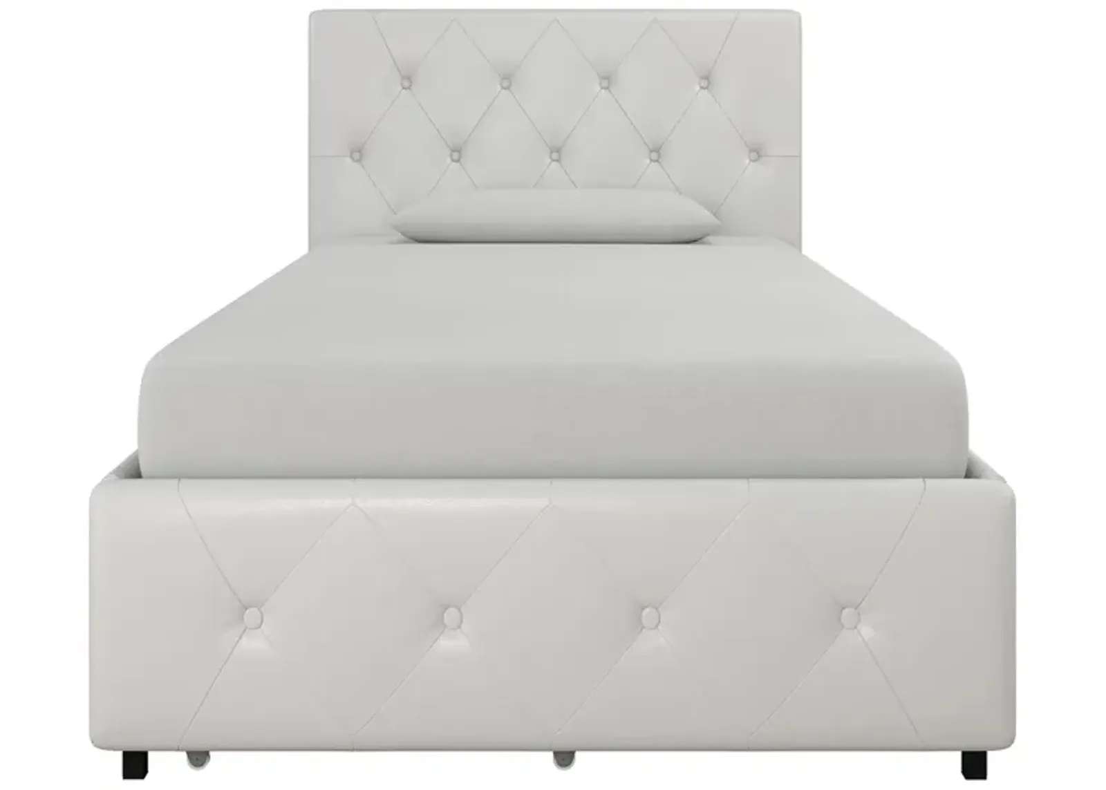 Dana Bed Twin in White Faux leather by DOREL HOME FURNISHINGS