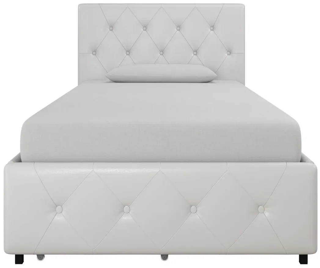 Dana Bed Twin in White Faux leather by DOREL HOME FURNISHINGS