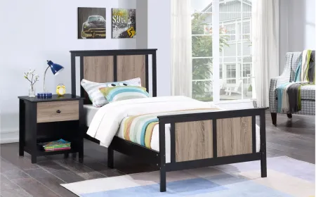 Connelly Twin Bed in Black/Vintage Walnut by Heritage Baby