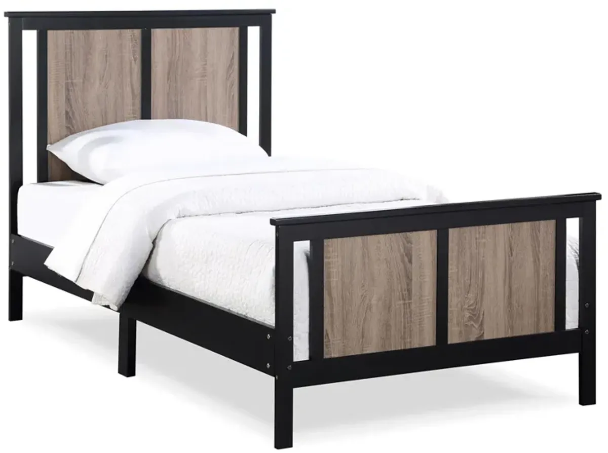 Connelly Twin Bed in Black/Vintage Walnut by Heritage Baby