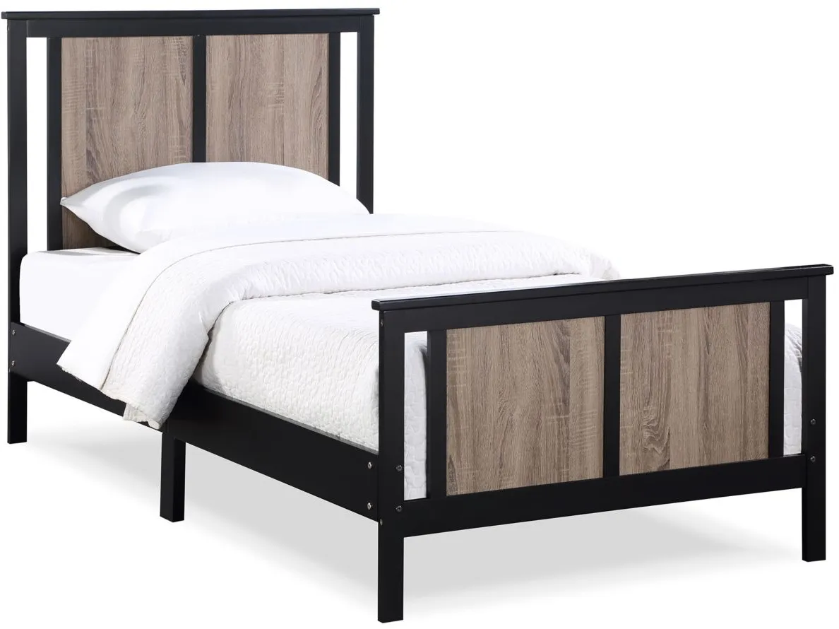 Connelly Twin Bed in Black/Vintage Walnut by Heritage Baby