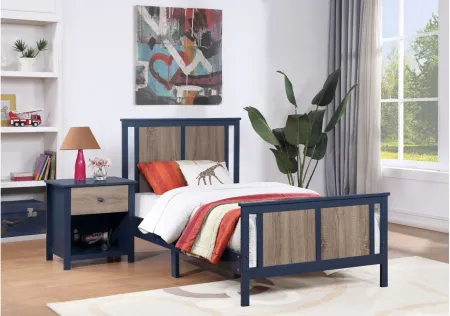 Connelly Twin Bed in Midnight Blue/Vintage Walnut by Heritage Baby