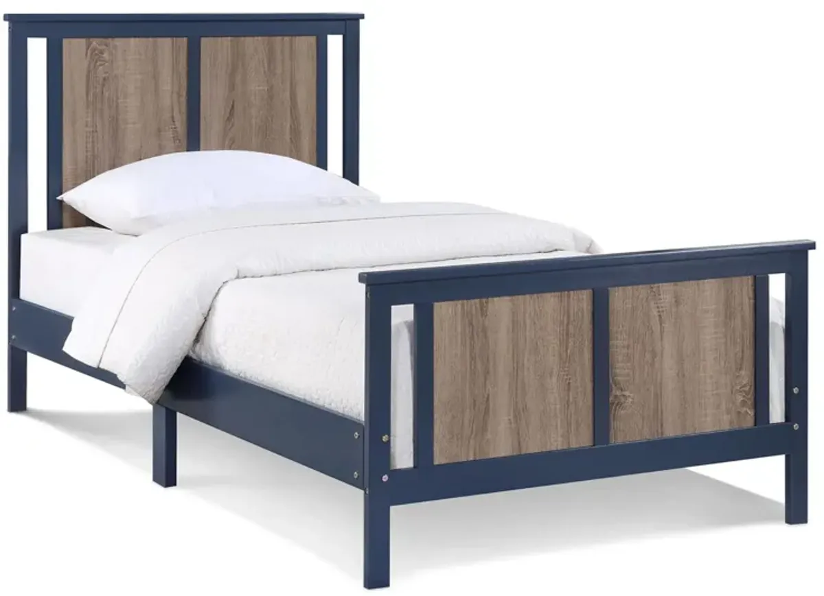 Connelly Twin Bed in Midnight Blue/Vintage Walnut by Heritage Baby