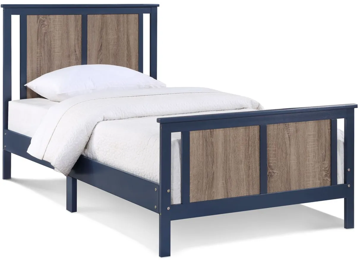 Connelly Twin Bed in Midnight Blue/Vintage Walnut by Heritage Baby