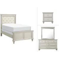 Tiffany 4-pc. Upholstered Bedroom Set in Silver by Homelegance