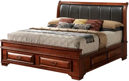Sarasota Upholstered 4-pc. Storage Bedroom Set in Light Cherry by Glory Furniture