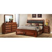 Sarasota Upholstered 4-pc. Storage Bedroom Set in Light Cherry by Glory Furniture