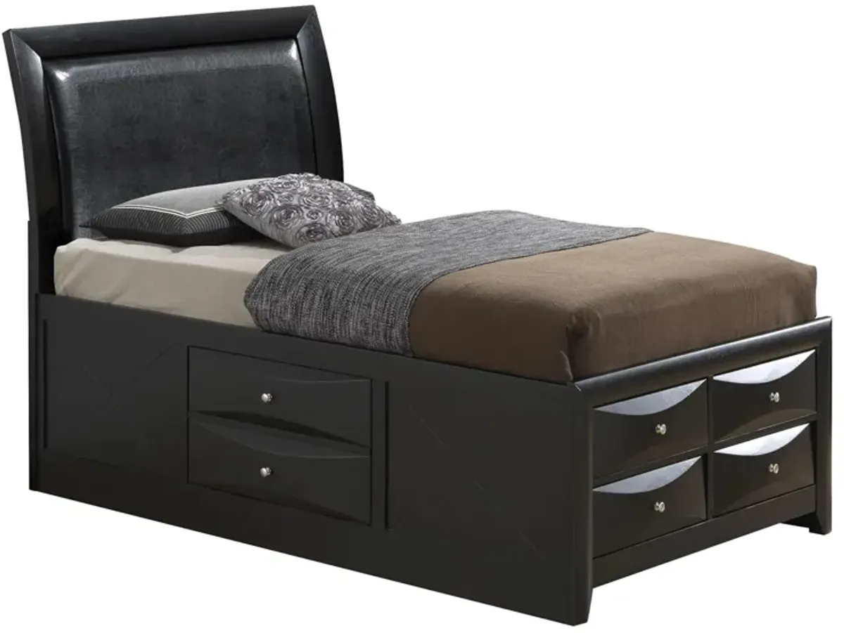 Marilla Upholstered Captain's Bed in Black by Glory Furniture