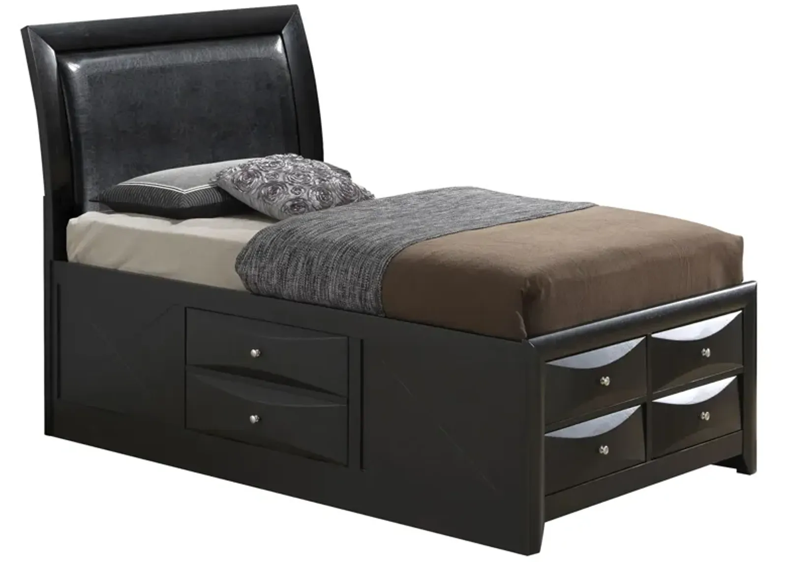 Marilla Upholstered Captain's Bed in Black by Glory Furniture