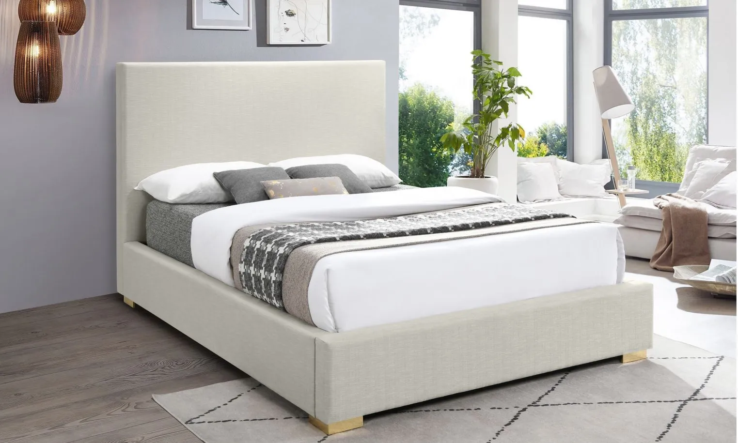 Crosby Bed in Beige by Meridian Furniture