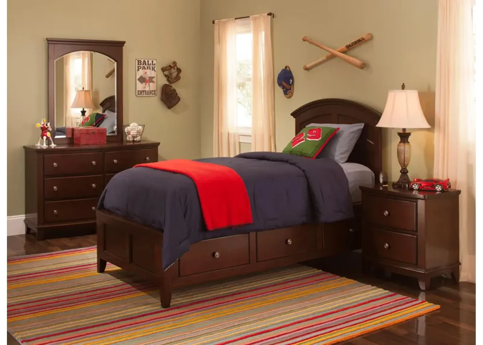 Kylie Youth 4-pc. Platform Bedroom Set w/ 1-sd. Storage Bed in Merlot by Bellanest