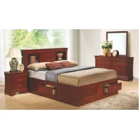 Rossie 4-pc. Storage Bedroom Set in Cherry by Glory Furniture