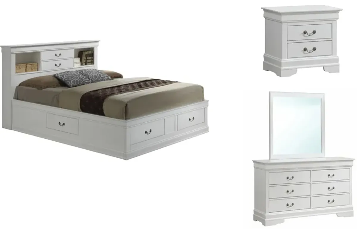 Rossie 4-pc. Storage Bedroom Set in White by Glory Furniture