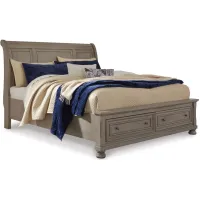 Lettner Queen Sleigh Bed with Storage in Light Gray by Ashley Furniture